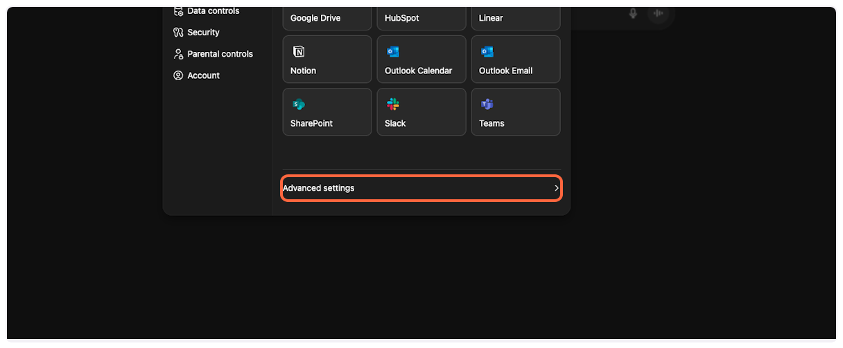 Click on Advanced settings to enable YouTube Transcript MCP