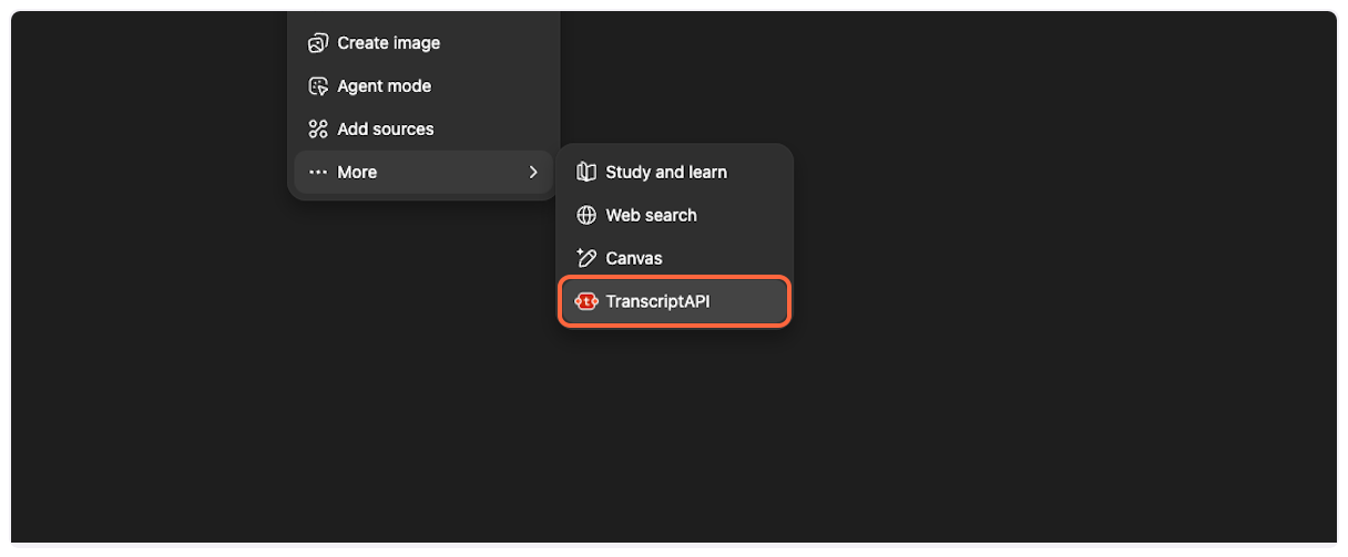 Click on TranscriptAPI tool - YouTube Transcript MCP